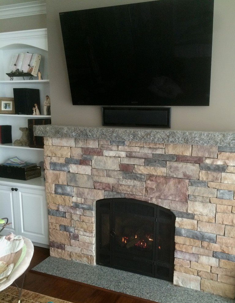 Regency P36D Gas Fireplace. Champagne Ledgestone Veneer.